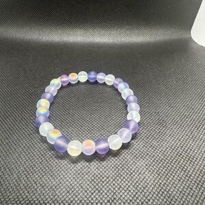 Elegant Purple and Iridescent Beaded Bracelet